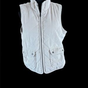 Christopher and Banks Reversible Cream Quilted Vest with Pockets Size P/L